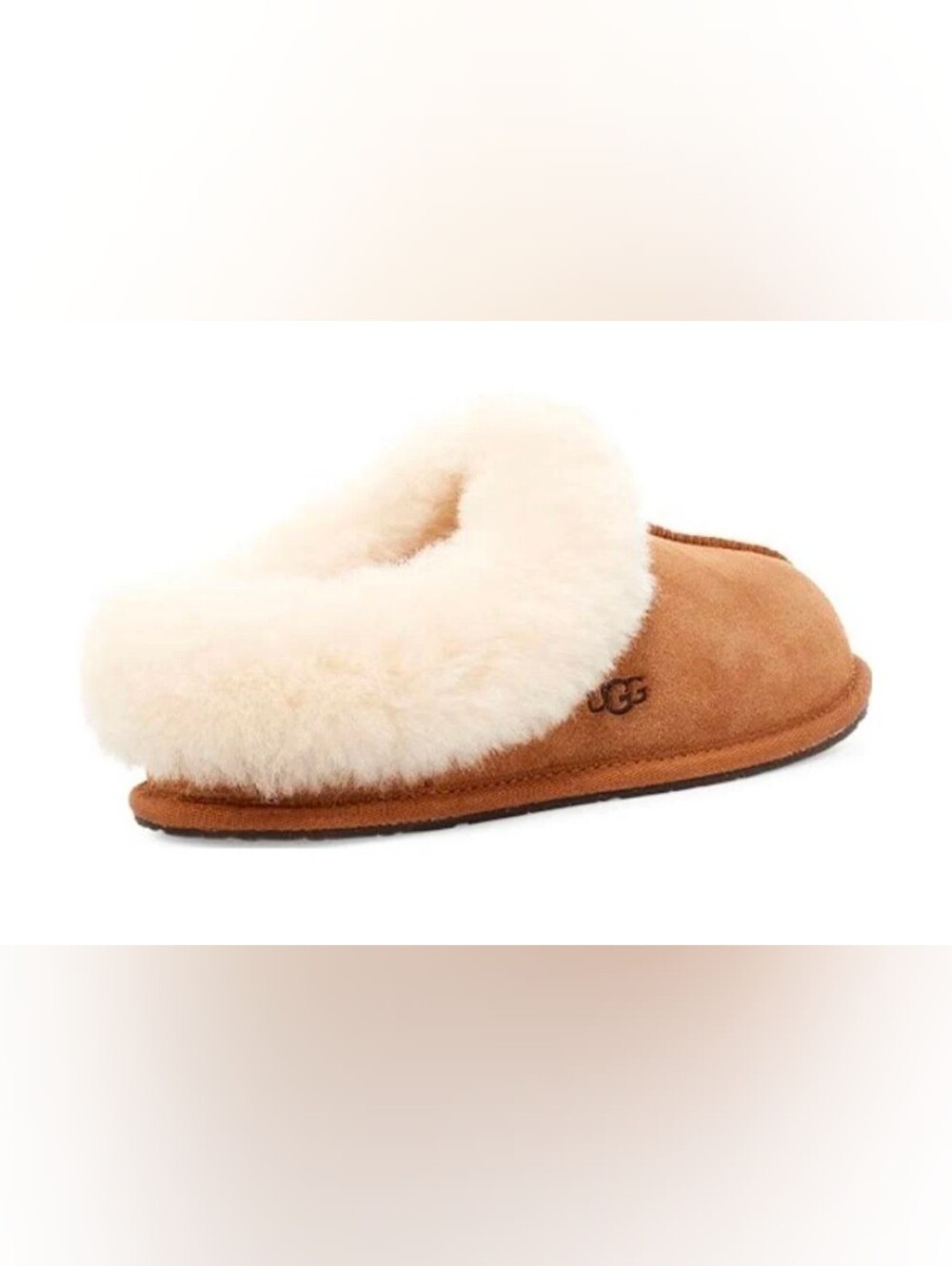 UGG Women's Moraene Chestnut Suede  Sheepskin Clog Slippers 7 - Picture 2 of 11